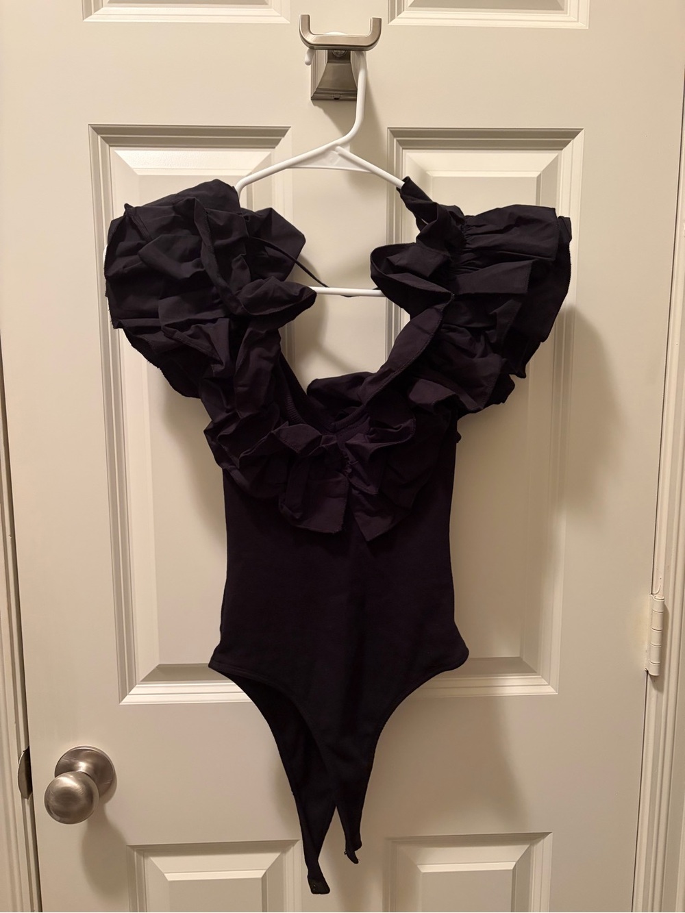 Zara Black Ruffle-Trim Bodysuit